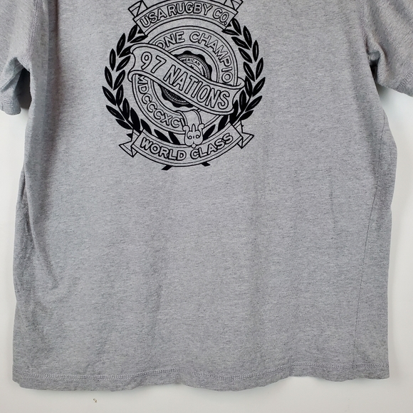 US RUGBY Co Slim Fit Gray T Shirt Top 3XL Mens Patch Embroidered 1907 - Picture 10 of 15